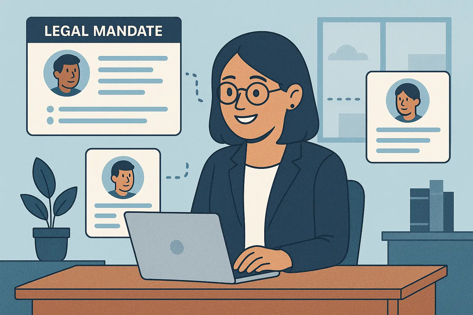 A professional legal recruiting workspace